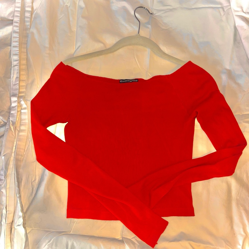 BRANDY MELVILLE OFF THE SHOULDER BURGUNDY TOP ONE SIZE